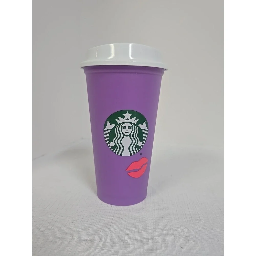 Starbucks Reusable‎ Valentines Kiss 2013 Color Change 16 Oz Cup With Lid Siren